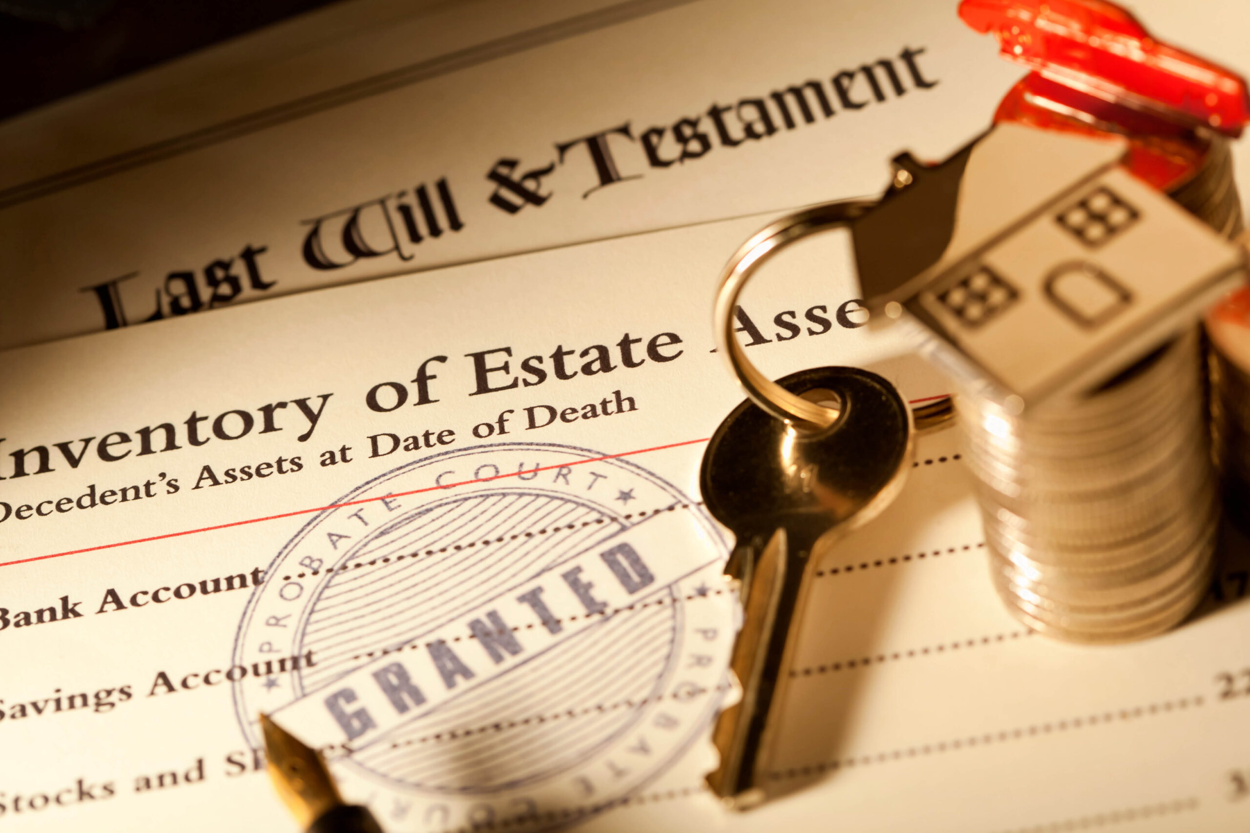 estate planning image with a Will and keys